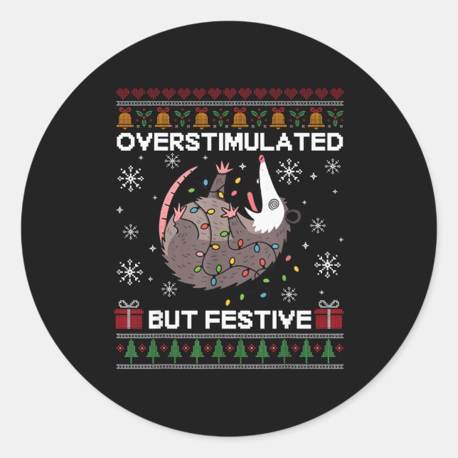 Sticker Rond Overstimulated But Festive Ssum Christmas For Men  (Devant)