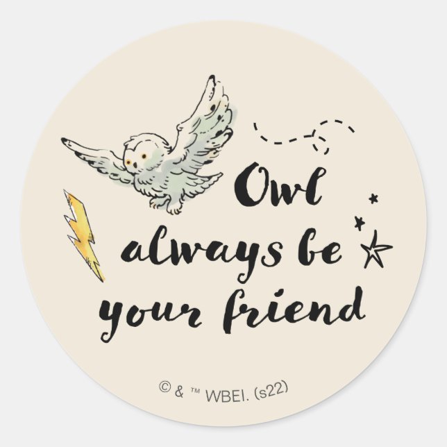 Sticker Rond Owl Soyez Toujours Votre Ami (Devant)