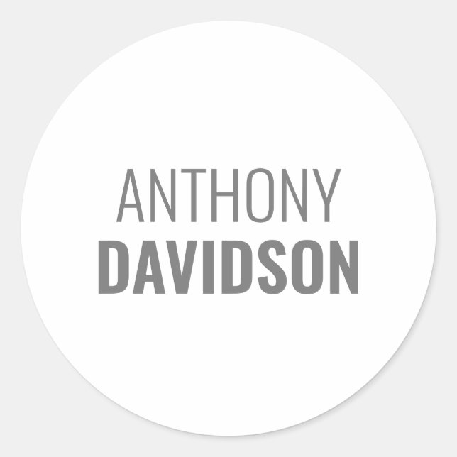 Sticker Rond Own Name Modern Minimalist Elegant Professional (Devant)