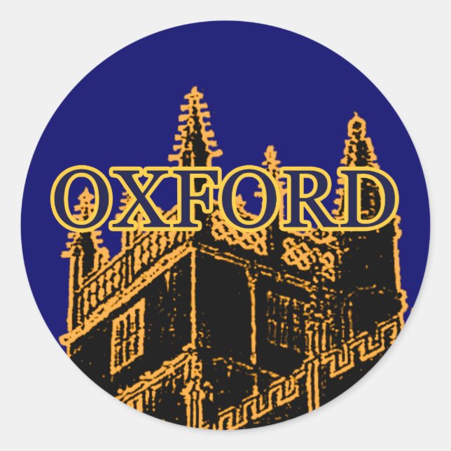 Sticker Rond Oxford Angleterre 1986 Bâtir des spirales or (Devant)