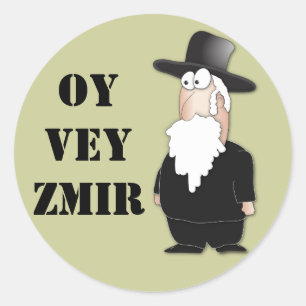 Sticker Rond Oy Vey Funny rabbin juif - dessin animé cool