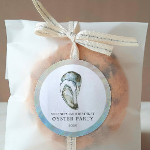 Sticker Rond Oyster Pearl Party   Huîtres Doubles