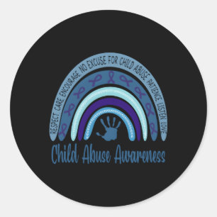 Sticker Rond P4Zl Rainbow Blue Ribbon Sensibilisation à la malt