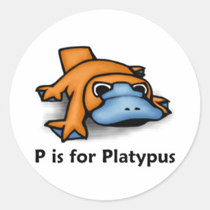 Sticker Rond P est pour Platypus