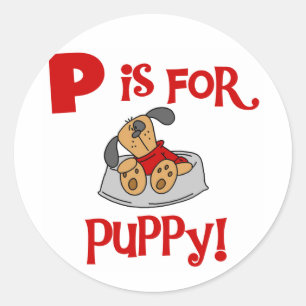 Sticker Rond P est pour Puppy Tshirts and Gifts