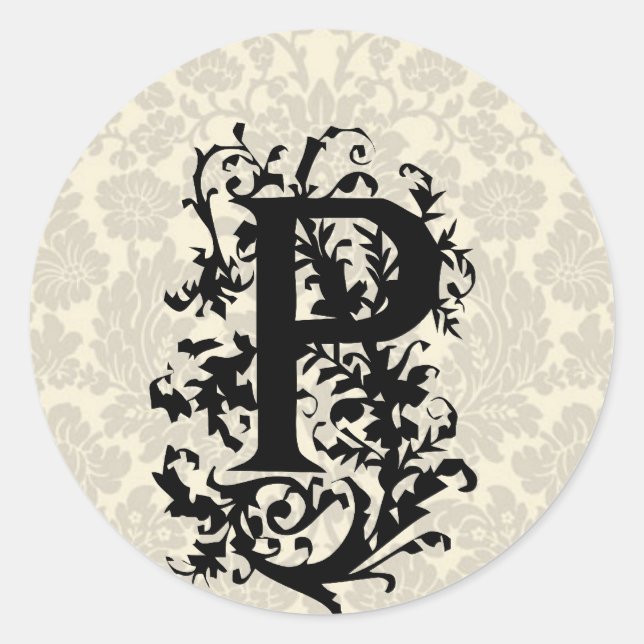 Sticker Rond P monogramme baroque (Devant)