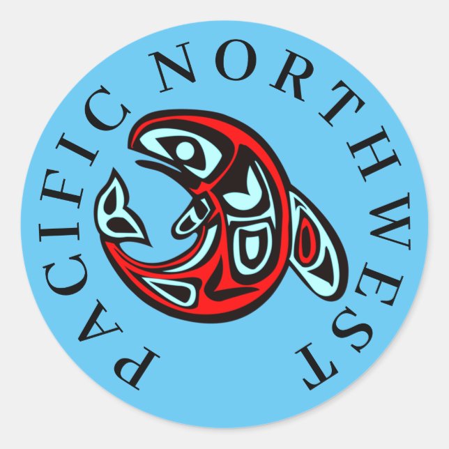 Sticker Rond Pacific Northwest Native Orca Art Killer Whale (Devant)