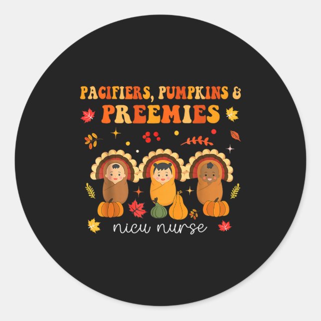 Sticker Rond Pacifiers Pumpkins Preemies Nicu Nurse Gift  (Devant)