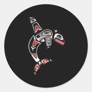 Sticker Rond Pacifique Nord-Ouest Haida Orca Er Whale