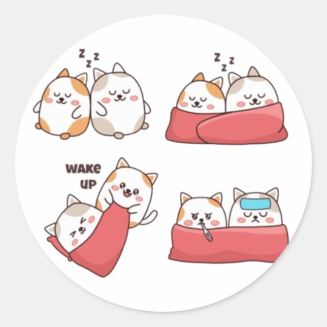 Sticker Rond Pack de chat (Devant)