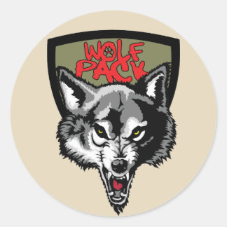 Sticker Rond pack loup