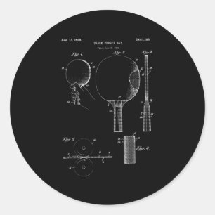 Sticker Rond Paddle Ping Pong Vintage Tennis de Table Tee