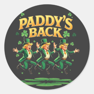 Sticker Rond Paddy's Back Funny Trump St Patrick Day Leopard