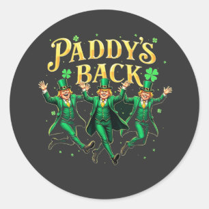 Sticker Rond Paddy's Back St Patrick's Day Trump Dancing