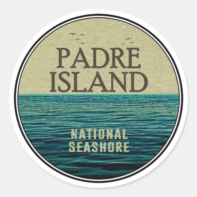 Sticker Rond Padre Island National Seashore Ocean Birds (Devant)