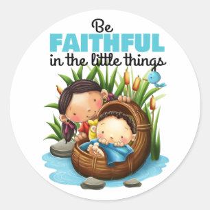 Sticker Rond Page d'autocollant Moïse et Myriam Bible