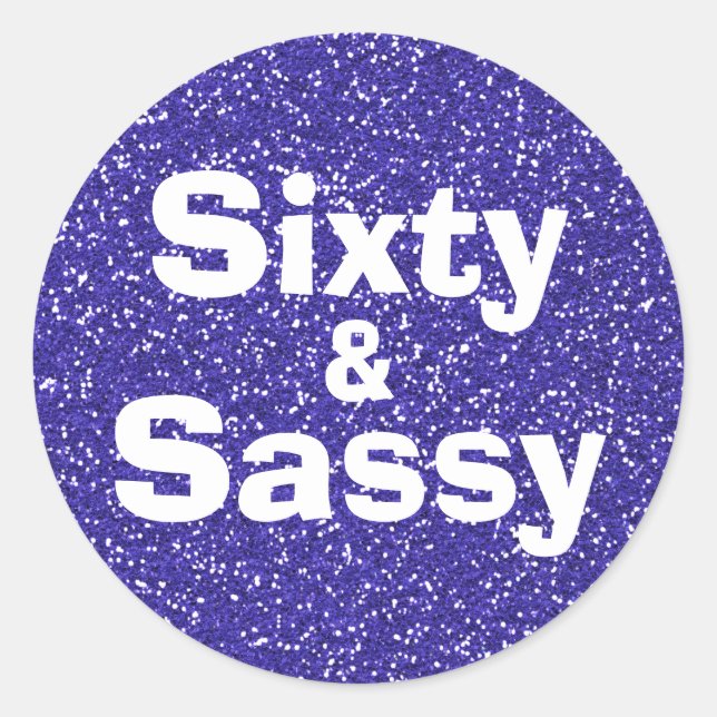 Sticker Rond Paillettes Bleu Royal 60 et Sassy 60e Anniversaire (Devant)