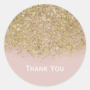 Sticker Rond Paillettes Rose & Or Moderne Tendance Glamour Chic