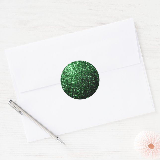 Sticker Rond Paillettes vert foncé fausses (Enveloppe)