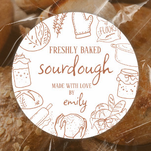 Sticker Rond Pain au levain doodle mignon