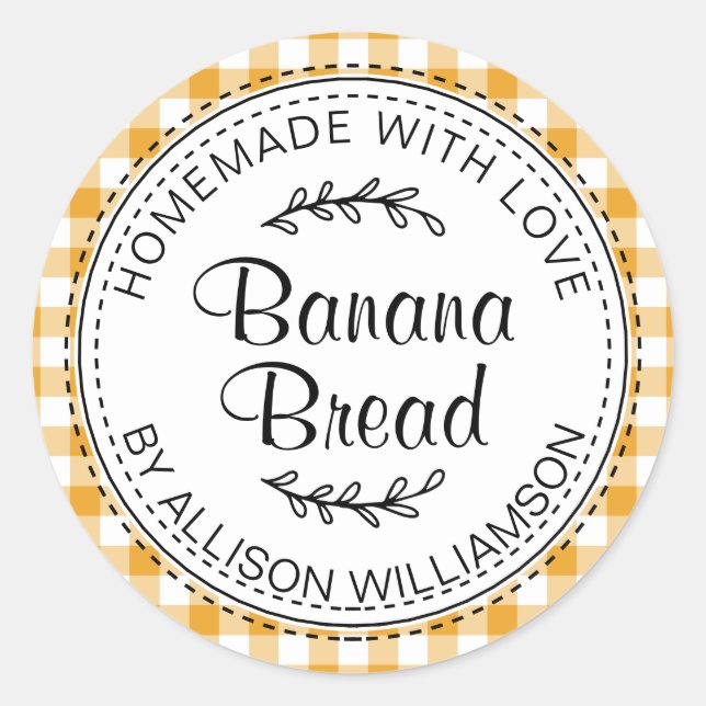 Sticker Rond Pain aux Bananes Maison Rustique Mellow Yellow Che (Devant)