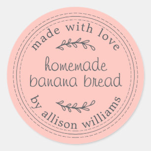 Sticker Rond Pain aux Bananes Maison Rustique Rose Pastel