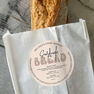 Sticker Rond Pain Beige Rétro de Pain Boulangerie Cottage Moder