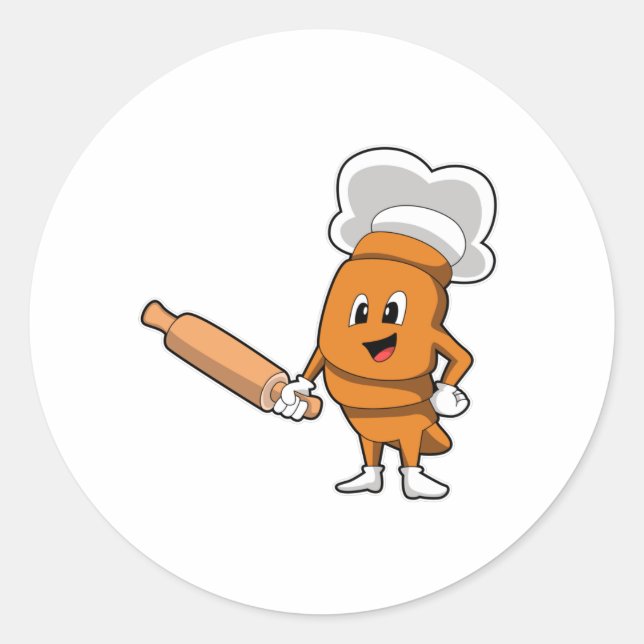 Sticker Rond Pain comme cuisson avec broche à rouleaux (Devant)