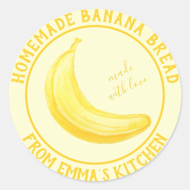 Sticker Rond Pain de banane fait maison - Fabriqué avec amour (Devant)