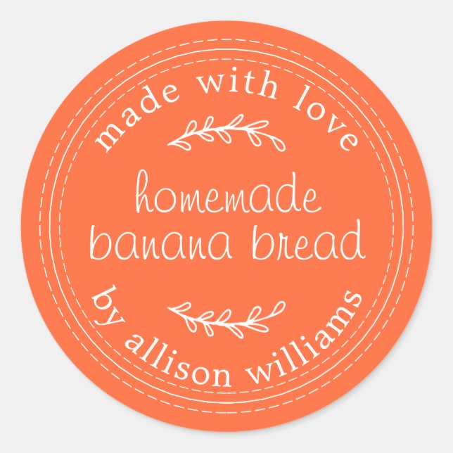 Sticker Rond Pain de banane maison rustique orange (Devant)