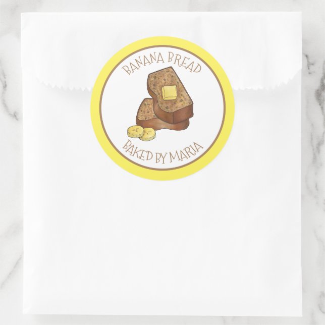 Sticker Rond Pain De Banane Vente De Gâteau Maison Fabriquée À  (Sac)