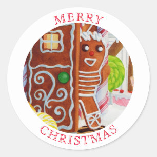 Sticker Rond PAIN DE GINGERBREAD MAN Gros joints d'enveloppe ro