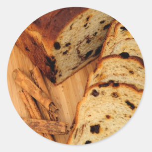 Sticker Rond Pain De Raisin Et cannelle