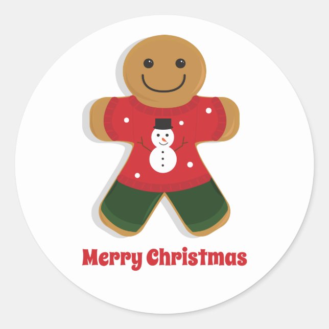 Sticker Rond Pain d'épice rouge Noël de l'homme (Devant)