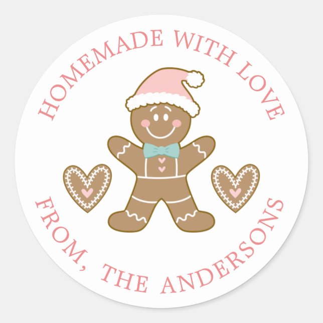 Sticker Rond pain d'épices fait avec amour Noël (Devant)
