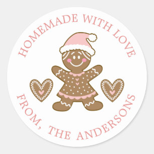Sticker Rond pain d'épices fait avec amour Noël