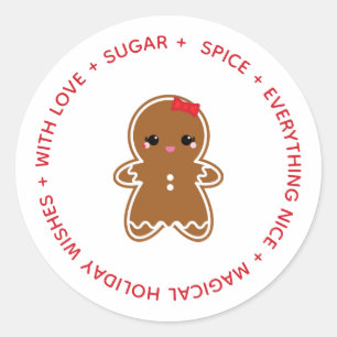 Sticker Rond pain d'épices fille CHRISTMAS cadeau échange de co