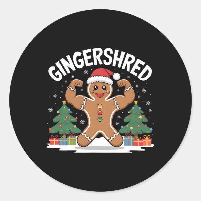 Sticker Rond Pain d'épices Homme Gingershé Funny Gym Entraîneme (Devant)