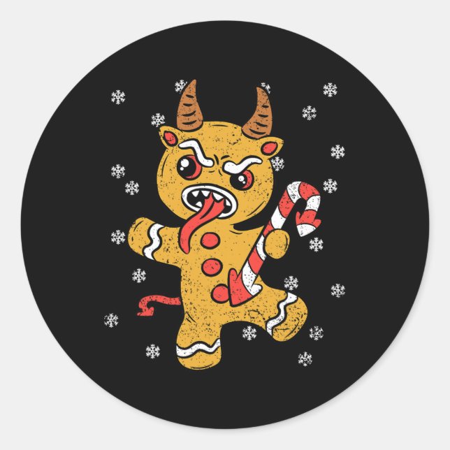 Sticker Rond Pain d'épices Homme Krampus Pyjama de Noël X mas C (Devant)