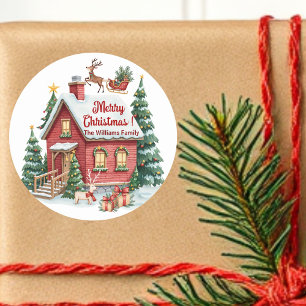 Sticker Rond Pain d'épices Maison rennes Fir Trees