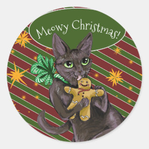 Sticker Rond Pain d'épices Noël Cookie Kitty