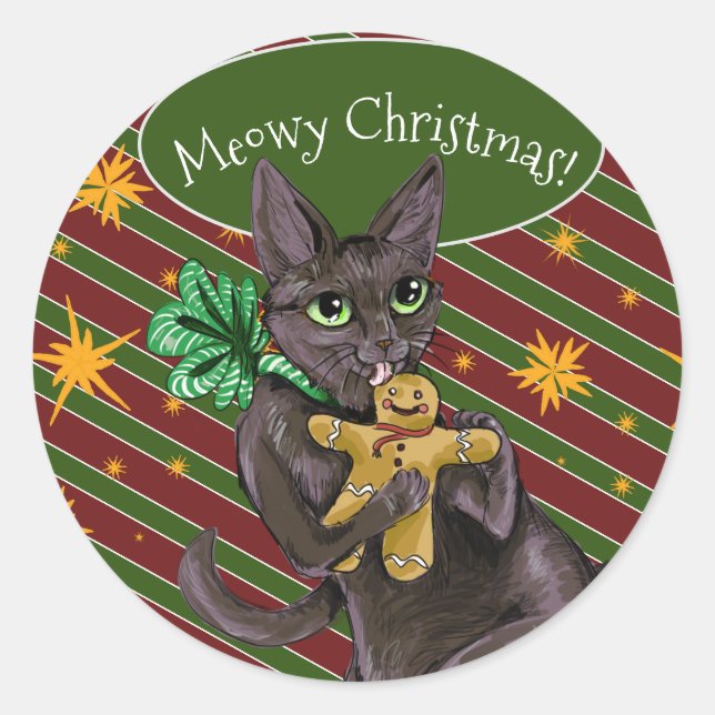 Sticker Rond Pain d'épices Noël Cookie Kitty (Devant)