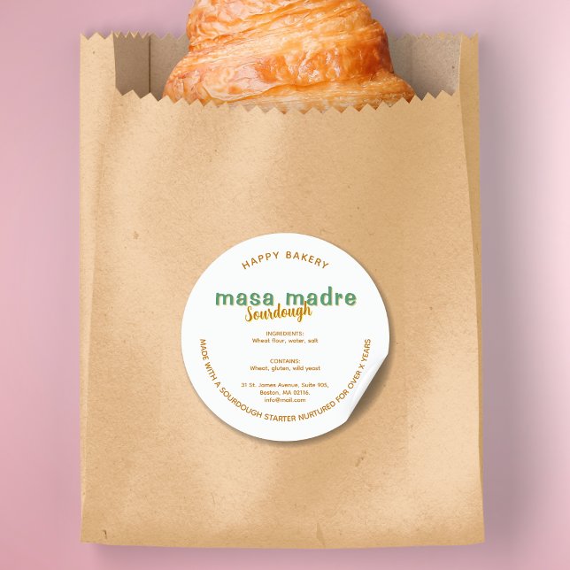 Sticker Rond Pain d'ourdain Ingrédients de cuisson de la cuvett (Sourdough Bread Cottage Law Baking Ingredients Classic Round Sticker)