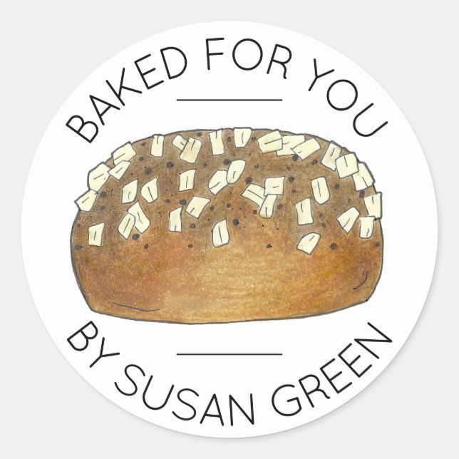 Sticker Rond Pain Fabriqué Maison Pain Rolls Fabriqué Par (Devant)