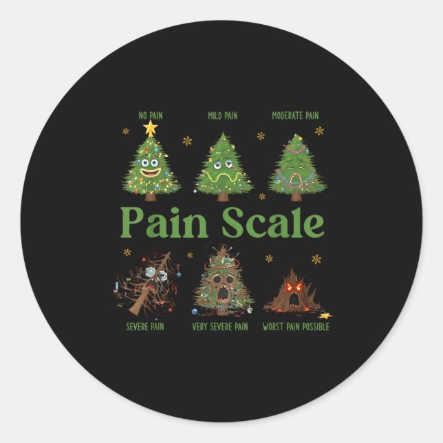Sticker Rond Pain Scale Christmas Funny Tree Xmas Nurse Holiday (Devant)