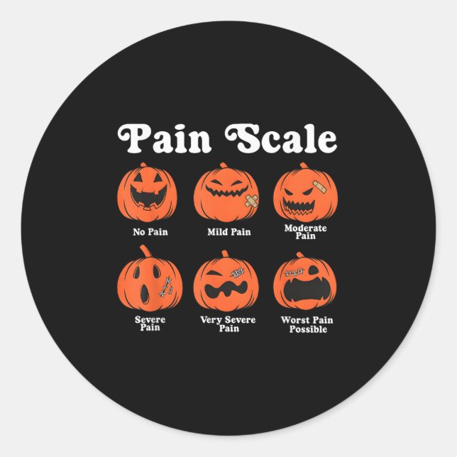 Sticker Rond Pain Scale Soky Pumpkin Fall Halloween Trauma Nurs (Devant)