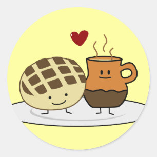 Sticker Rond Pain sucré Chocolat chaud Pan confiture mexicaine 