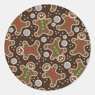 Sticker Rond Pains d'épices Brown Red Green Christmas