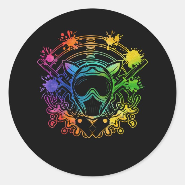 Sticker Rond Paintball Lecteur Paint Tir Paintballer Air Gu (Devant)
