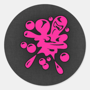 Sticker Rond Paintball rose chaud